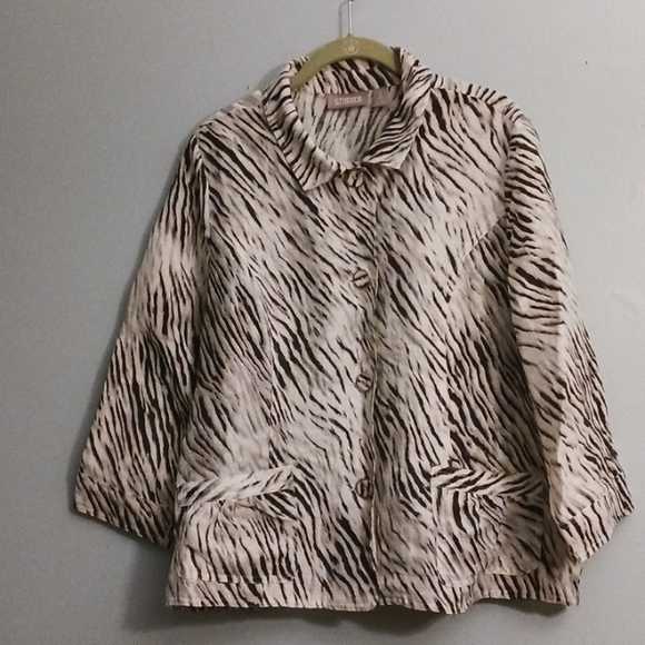 Chico's Jackets & Blazers - Chico's size 2 (large)women's lightweight jacket black and white zebra d…